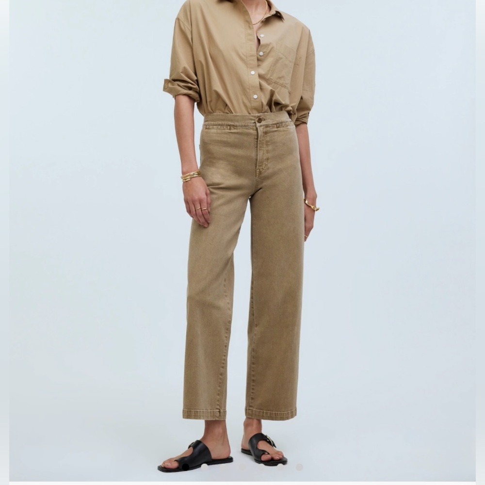 Madewell Emmett Wide-leg Crop Pant - Welt Pocket Adition Tan Size 30 - Picture 2 of 7